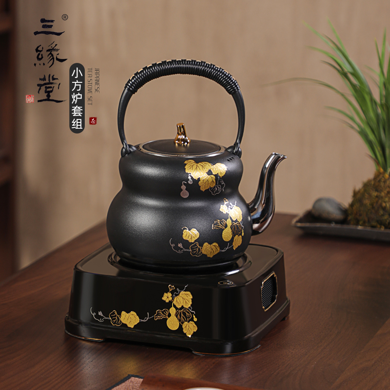 Three-Edge Hall High-end Small Household Electric Pottery Stove Cooking Tea Special Electric Heating Stove Induction Stove Mini Tea Stove Tea Set Tea Tea