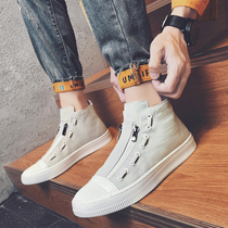 2021 new summer net red canvas high-top mens shoes Korean version of the trend casual trendy shoes wild personality trendy mens shoes