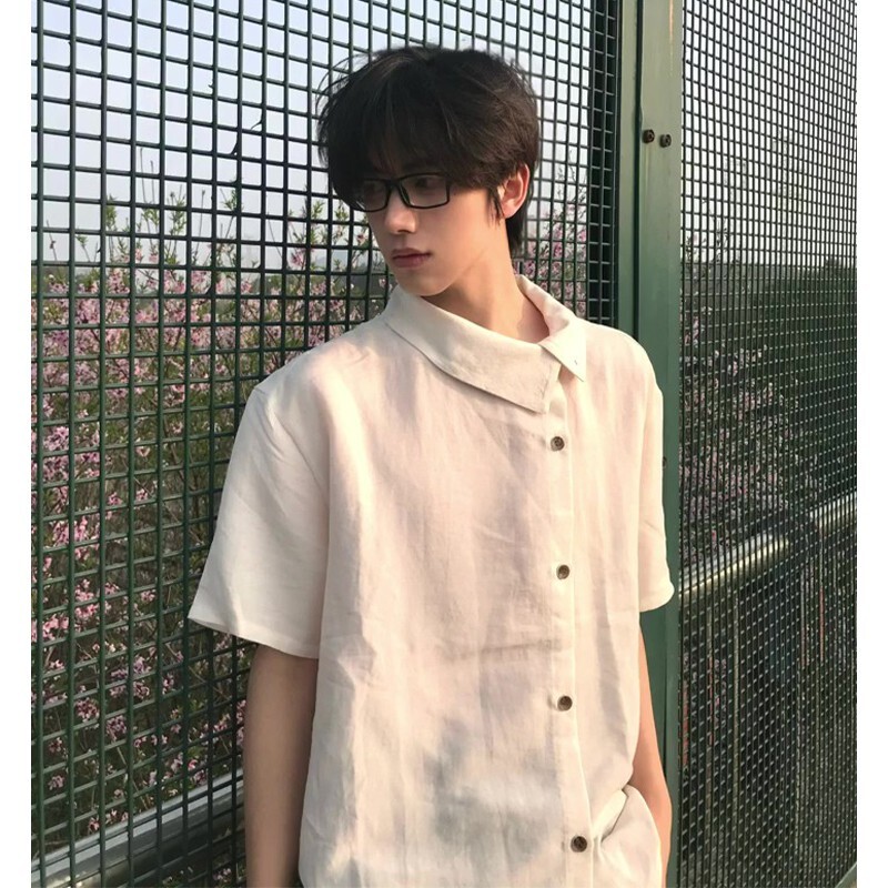 Comfortable and Reversible Linen Short-Sleeved Shirt for Men and Women, High-End, Loose, Casual Top, Versatile Trendy Brand, Cool Shirt
