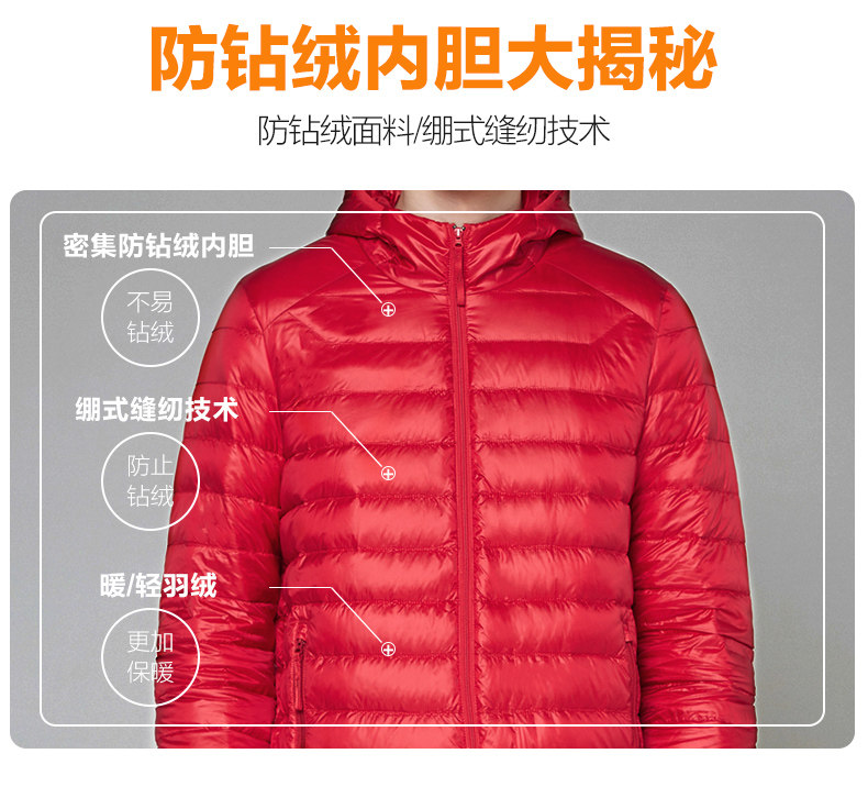 雪中飞 商场同款 男士运动连帽羽绒服 图7