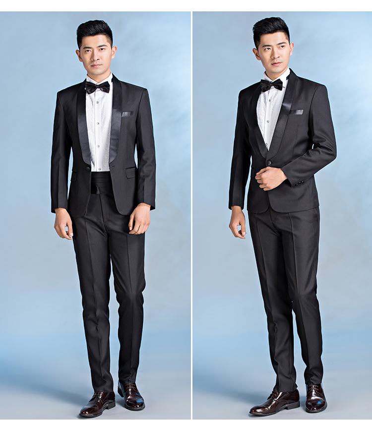 Bộ đồ mới màu đen cho nam bộ đồng phục biểu diễn trang phục biểu diễn trang phục dành cho người lớn áo vest nam