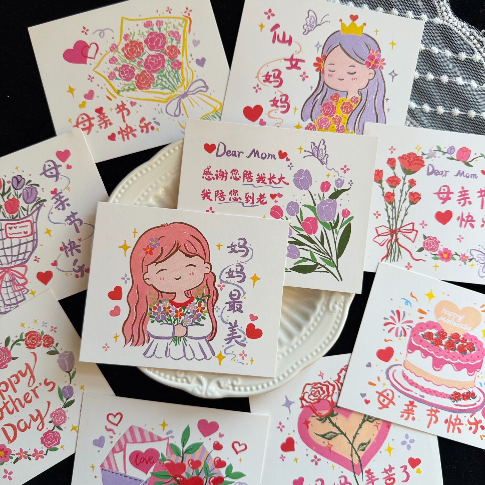 オイルパステルデザインの新しい母の日グリーティングカード、ハッピーマザーズデイカード、フラワーブーケギフトカード。