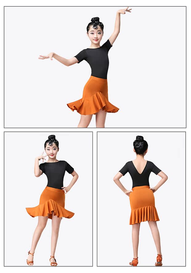 Cô gái váy khiêu vũ Latin chia đôi quần áo tập thể dục cho trẻ em trình diễn trang phục khiêu vũ cho trẻ em mùa xuân và mùa hè mới - Trang phục quần áo cho bé gái