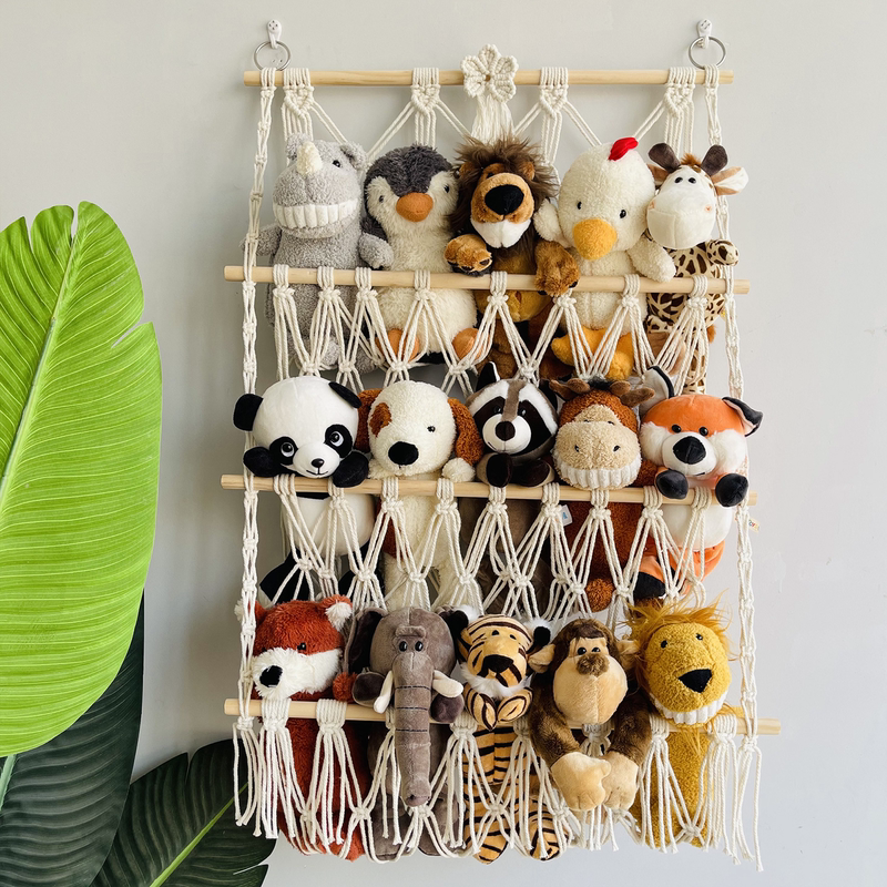 Doll Storage Wall Shelf Net Bag for Stuffed Toys, Children's Room Decoration, Doll Display, Bed Organizer
