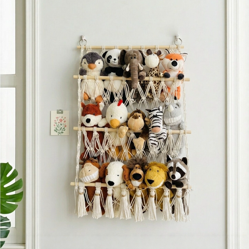 Doll Storage Wall Shelf Net Bag Plush Toy Doll Children's Room Decoration Arrangement Doll Display Artifact Doll Storage Wall Shelf Net Bag Plush Toy Doll Children's Room Decoration Arrangement Doll Display Artifact