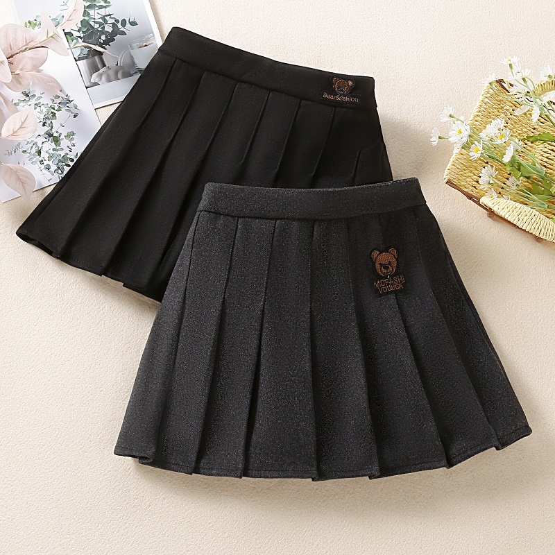 Girl's half-body dress pleats, autumn winter 2023 new children's foreign air 100 hitch short skirts girls academy wind skirts-Taobao