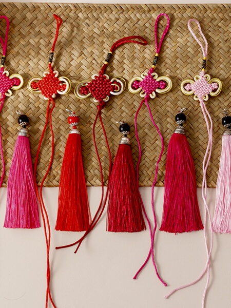 Chinese Knot Tassel Fringe Handmade DIY Crafts, Hand-Woven Gourd Car Hanging Ornaments, Crafts, Musical Instrument Pendants