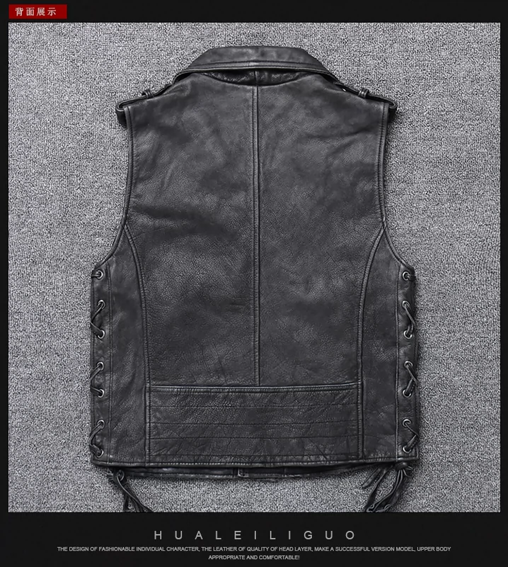 Công nghiệp nặng đầu máy Harley vest retro cũ đau khổ lớp đầu da bò da áo khoác da quần áo dịch vụ xe máy thời trang nam hợp thời trang - Quần áo lông thú