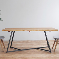 Nordic solid wood dining table wrought iron modern minimalist small apartment dining table and chair combination solid wood rectangular dining table negotiation table