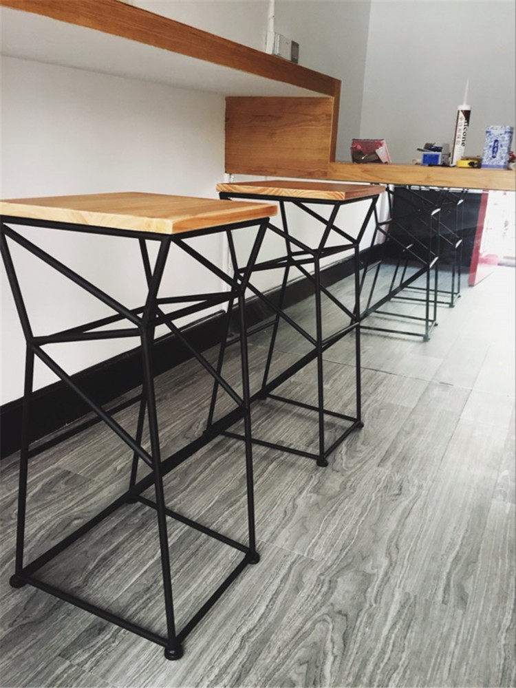 American loft simple retro bar stool wrought iron coffee bar stool creative solid wood high-leg restaurant chair special offer