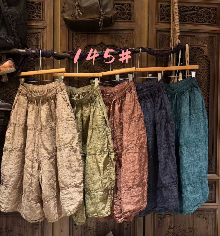Original by Masusu: Artistic Retro Style, Unique Linen Dyed Wide-Leg Pants (Hip Circumference 160, Length 80) Original by Masusu: Artistic Retro Style, Unique Linen Dyed Wide-Leg Pants (Hip Circumference 160, Length 80)