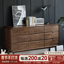 Nordic solid wood nine-drawer cabinet bedroom storage cabinet living room North American black walnut sideboard storage cabinet five-drawer cabinet
