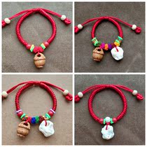  Baby infants and children ward off evil spirits and prevent fright hands and feet chain Newborn pig fine peach basket cinnabar hand rope to protect the body and keep safe