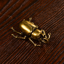 Bronze Gold Bull Copper Tea Pamper Personality Beetle Strokes FORTUNE DAY STYLE BRONZE SCULPTURE EMULATION BRONZE WARE CUTE TEA TRACK CREATIVITY SMALL SWING PIECE