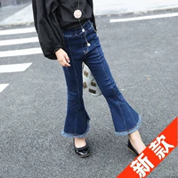 Cô gái mặc quần denim ống loe trẻ em 10 tuổi 12 quần 6 mẫu mùa xuân và mùa thu mười cô gái 5 quần 9 khí 8 nước ngoài quần giả váy bé gái
