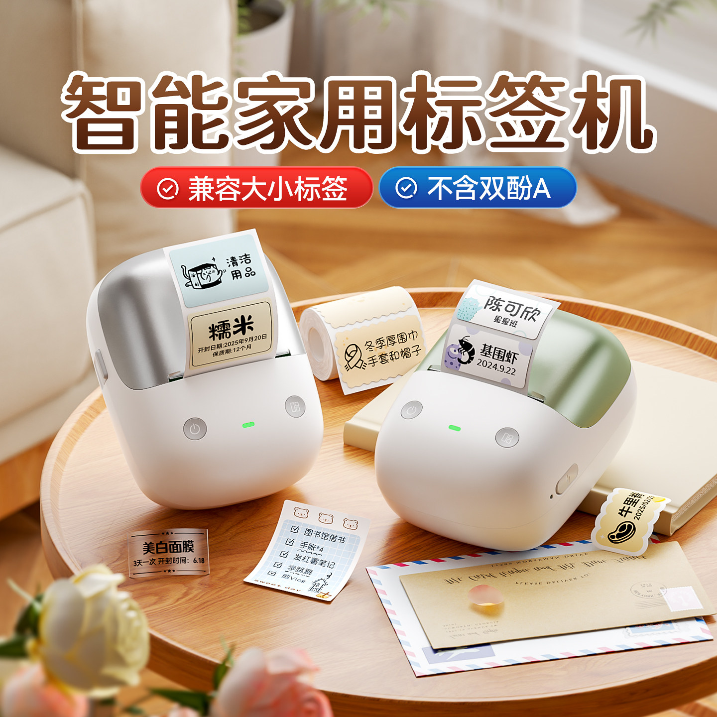 Jingchen B2Pro ホームラベルプリンター：キッチン、冷蔵庫、食品、化粧品収納、名前ラベル、日記、スイッチステッカー、カラーBluetoothサーマル防水ミニスマートプリンター