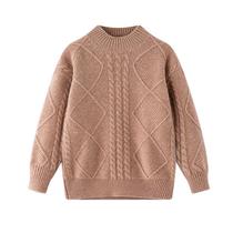Childrens cashmere sweater boys sweater thick medium and large childrens clothing solid color round neck pullover girls knitted bottoming woolen sweater