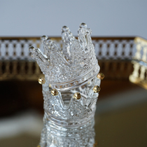 Glass jewelry plate embossed crown ornaments ins wind jewelry rack Beauty egg storage rack Aromatherapy candle holder ashtray