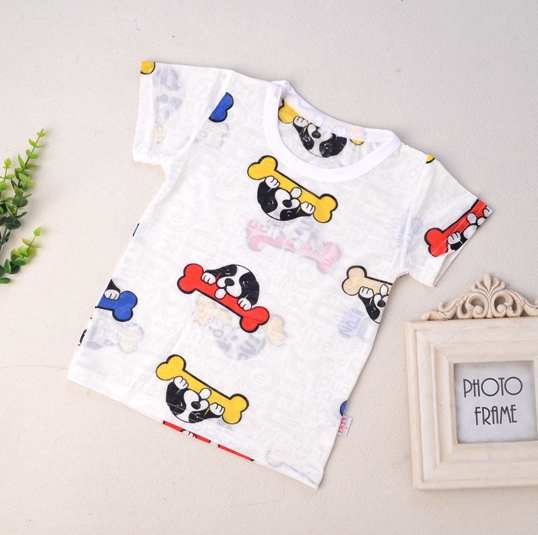 Trẻ em ngắn tay T-Shirt mùa hè boy bé phim hoạt hình đa hoa hoa băng lụa T-Shirt 1-4 năm cậu bé tuổi áo sơ mi