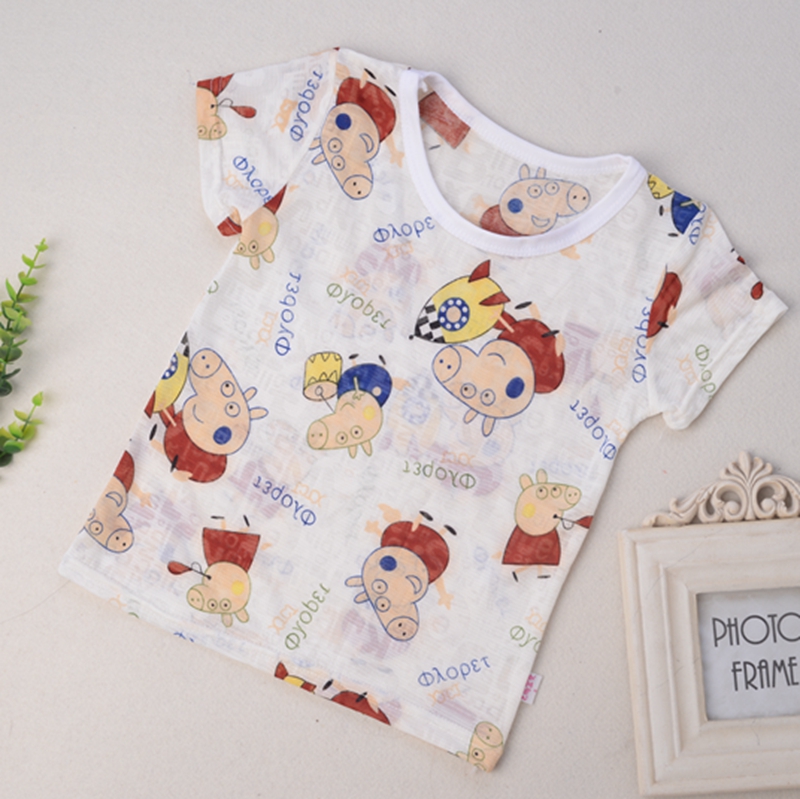 Trẻ em ngắn tay T-Shirt mùa hè boy bé phim hoạt hình đa hoa hoa băng lụa T-Shirt 1-4 năm cậu bé tuổi áo sơ mi
