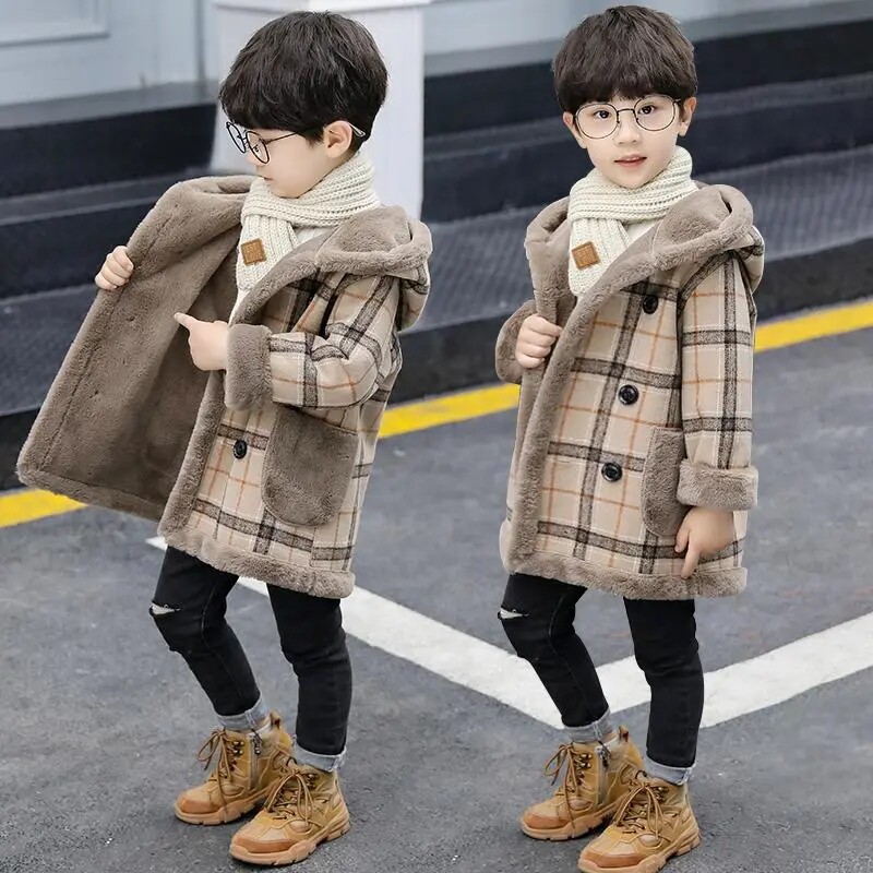Boy plug-in thick street coat winter funky funky plate middle long-range cotton childhood leisure tide handsome
