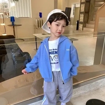 Boy necropolis 2021 autumn Childrens Spring Festival Childrens Spring and Autumn Lianhood The blue Korean version of the blue Korean version of the Pure Color