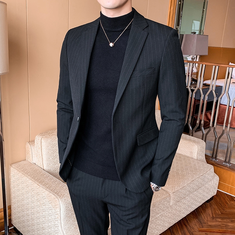 Casual suit jacket men's business formal wear Korean version slim striped casual clothes single western youth handsome men's small suit