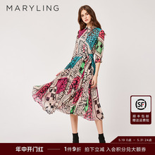 MARYLING Marilyn Ole Outlets Geometric Art Print Waistband Shirt Dress A1BB65750