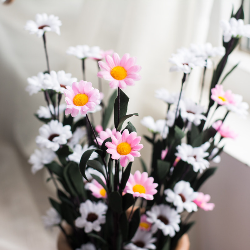 Fake flower simulation flower living room small fresh decorative flower dry flower simulation flower rose European-style coffee table ornament chrysanthemum