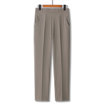 Moms summer thin ice silk high-waisted loose trousers for middle-aged and elderly womens trousers for the elderly summer straight trousers