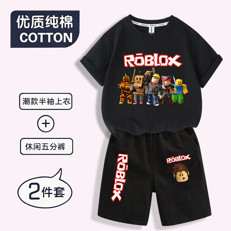 Roblox Clothing Boys' Short-Sleeve T-Shirt and Shorts Set Summer Children's Roblox Outfit Boys' Competitor T-Shirt Roblox Clothing Boys' Short-Sleeve T-Shirt and Shorts Set Summer Children's Roblox Outfit Boys' Competitor T-Shirt