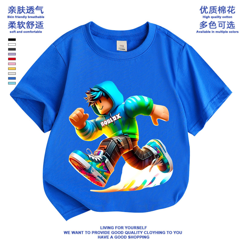 Roblox Clothing Boys' Short-Sleeve T-Shirt Pure Cotton Summer Top Children's Wear Roblox Competitor Half-Sleeve Shirt t Roblox Clothing Boys' Short-Sleeve T-Shirt Pure Cotton Summer Top Children's Wear Roblox Competitor Half-Sleeve Shirt t