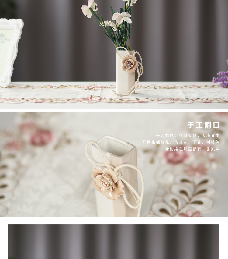 European contracted hand pinch flower vase furnishing articles ceramic vase small pure and fresh and creative flower arranging flowers sitting room is contracted and I