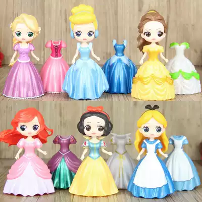 Q version of Snow White Mermaid Rapunzel Belle Cinderella Movable Dress Model Toy