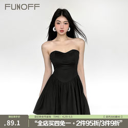 FUNOFF ເດັກຍິງຮ້ອນສີດໍາ fishbone corset tube ເທິງ pleated temperament dress ສັ້ນ skirt ໃຫມ່ຂອງແມ່ຍິງ summer A-line skirt