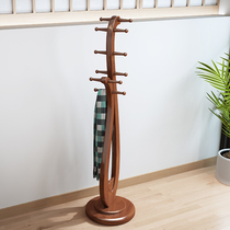 New Chinese full solid wood floor hanging hanger modern minimalist net red creative bedroom home clothes hat rack clothes rack