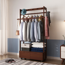 Modern solid wood clothes hat rack bedroom home floor clothes rack subnet red containing cabinet Nordic clothes hanger with wheels