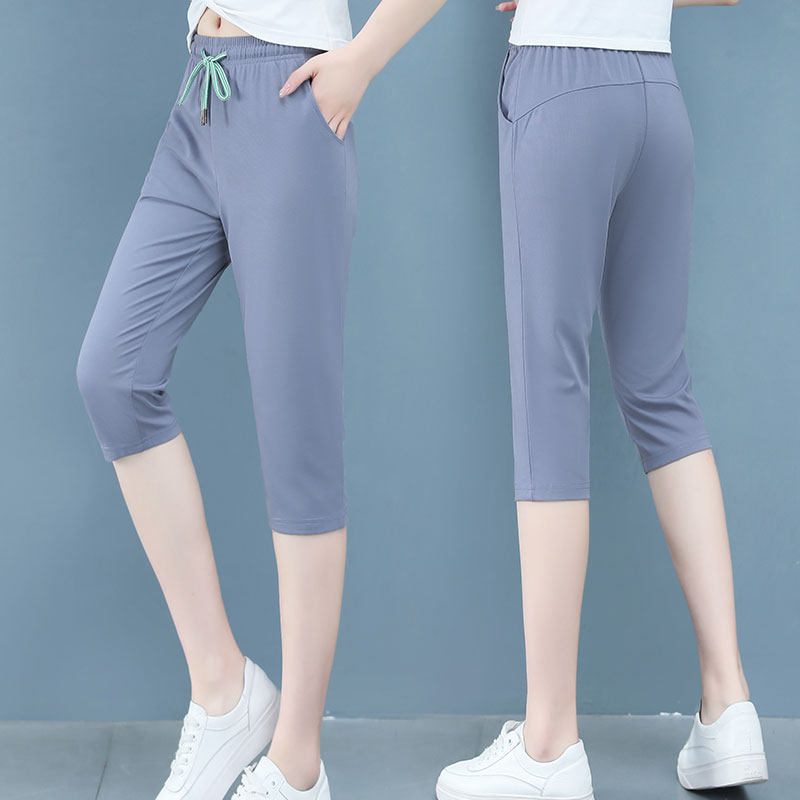 Large size cropped pants women's summer thin section middle-aged and elderly loose harem pants 2022 new small mother pants