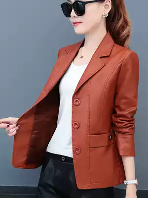 Leather jacket women's autumn women's small suit spring and autumn all-match short short 2021 forty-year-old leather jacket
