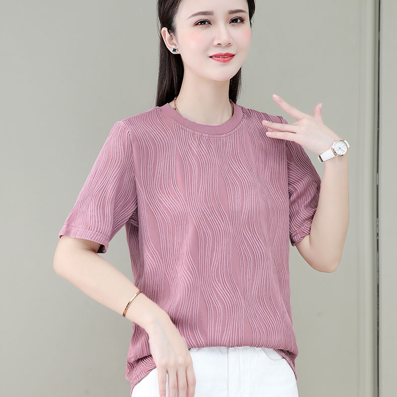 Middle-aged girls T-shirt short-sleeved fat sister mother large size loose Korean version 2022 summer new casual T-shirt