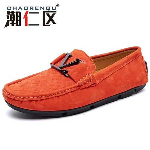 Трендовые дышащие элитные оранжевые туфли, из натуральной кожи, осенние, тренд сезона, мягкая подошва