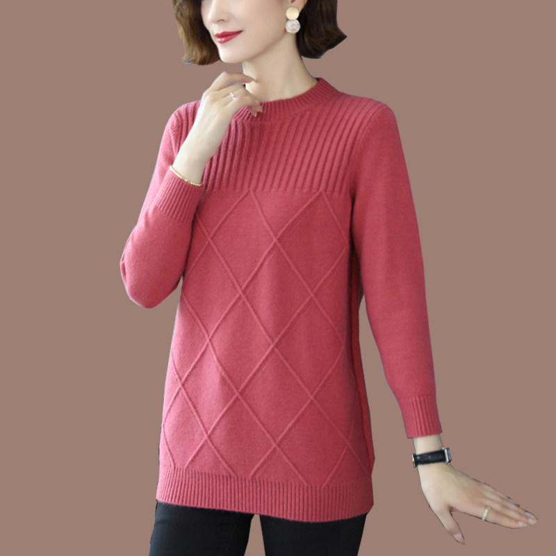 Cashmere Sweater Cardigan Sweater Women Pullover Autumn and Winter Thickened Loose Large Size Knitted Sweater Versatile Half High Collar Bottom Shirt