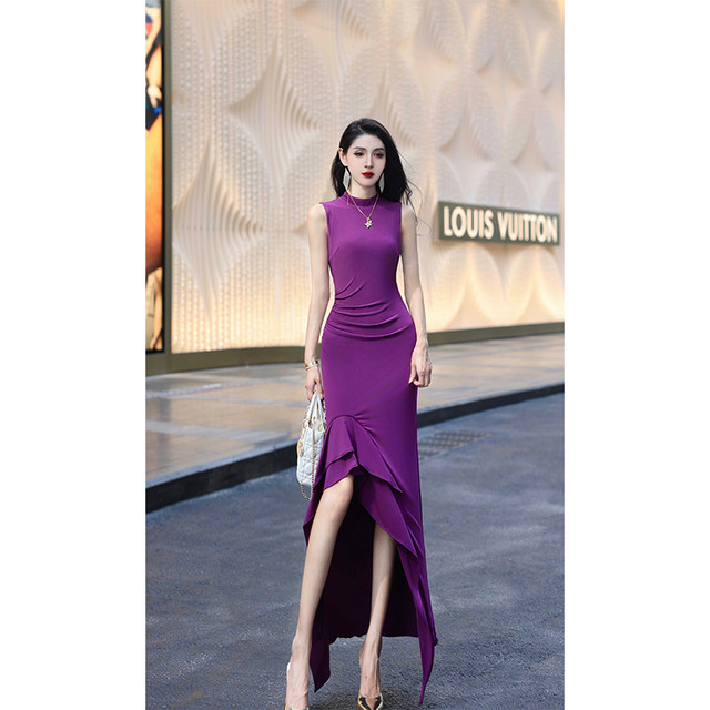 Ukofil Rouge Zui original design light luxury high-definition fishtail sleeveless slim high-waist elegant dress