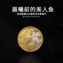 HHH high-end metal button retro shell blouse blouse women round button suit windsuit sweater jacket button