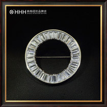 High-end Crystal Brooch Female 100 lap fixed jacket cardiothoracic minimalist Decorative Chest round Temperament Pin Trinket