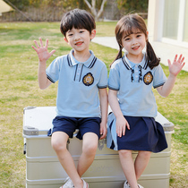 Kindergarten Garden Suit Summer Clothing Sports Children Banfu Yinglun Wind Pure Cotton Blue Elementary School Uniform Suit Play Out