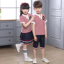 Elementary School Uniforms Suit Children 61 New Kindergarten Garden Suit Summer Clothing Short Sleeves Kid Pure Cotton College Stripes