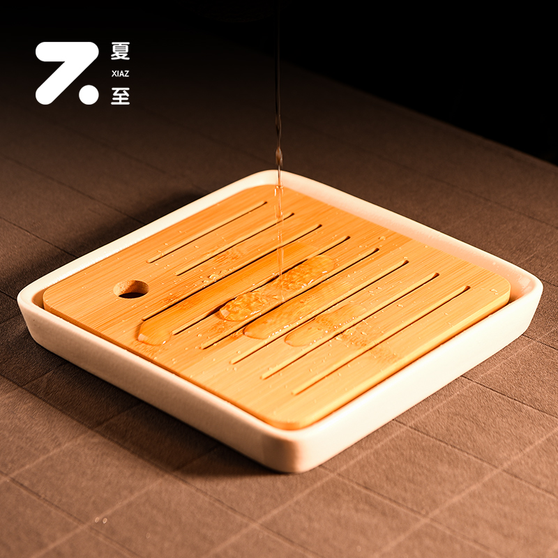 Summer solstice tea tray household simple modern water storage bamboo tea tray kung fu tea set dry brewing table small drain tray