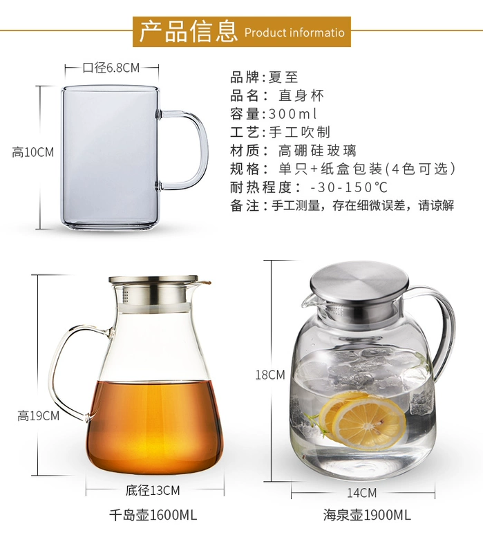 Ly thủy tinh gia đình có tay cầm cốc dày gia dụng văn phòng nhiệt độ cao sáng tạo nam nữ ly nước tách trà - Tách