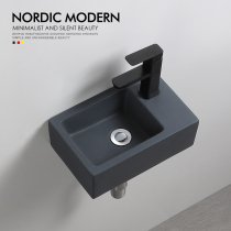 Gray matte simple hanging wall wash basin small household mini balcony wash basin household single-hole ceramic pelvis